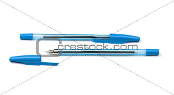 Two blue pens