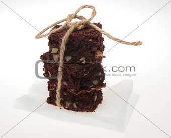 chocolate - almond cake on white