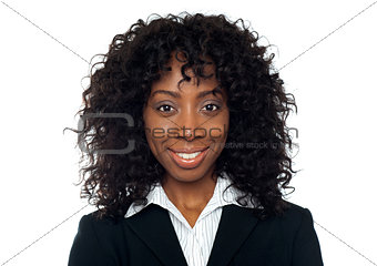 Closeup of portrait of smiling businesswoman