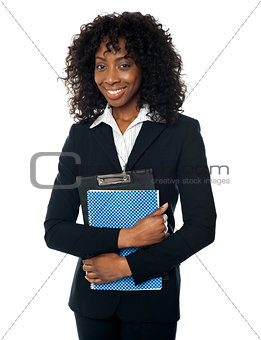 Smiling confident female executive
