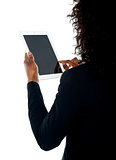 Cropped image of a woman using wireless pc