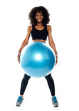 Sporty woman holding pilate ball