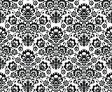 Seamless floral polish pattern in black and white