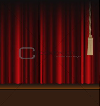 red curtains to theater stage