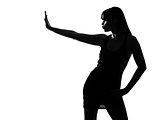 stylish silhouette  woman stop gesture 