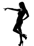 stylish silhouette woman laughing pointing 