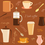 Seamless pattern with coffee related elements