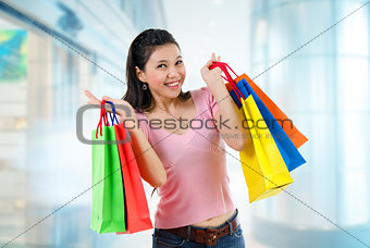 Asian shopping girl