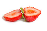 Sliced strawberry on a white background