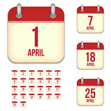 April vector calendar icons