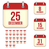December vector calendar icons