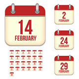 February vector calendar icons