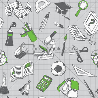 School And Education Seamless Pattern Vector