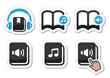 Audiobook vector icons set