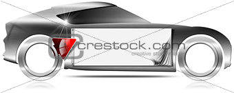 Car Metal Banner with Red Arrow