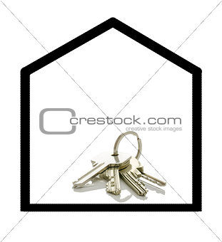 Shape of a house with keys in it