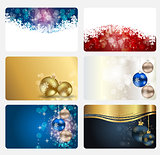 Set of cards with Christmas BALLS, stars and snowflakes, illustr