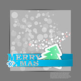 Blue Merry XMas stripes card. Eps10 vector illustration