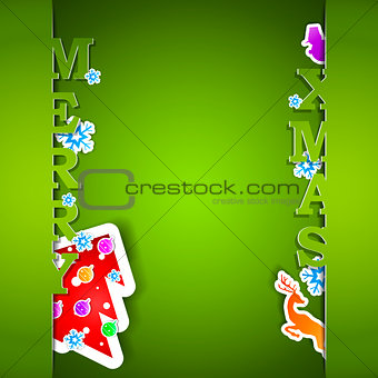 Merry Xmas green card eps10 vector illustration