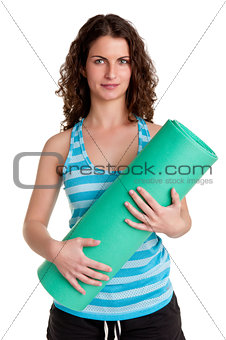 Woman Holding a Mat