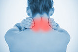 Woman with highlighted neck pain