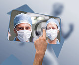 Hand selecting image of surgeons