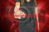 Businesswoman touching fingerprint touchscreen