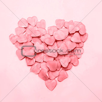 Heart made of pink candy