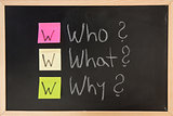 Blackboard with question words