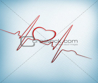 Red ECG line with heart graphic