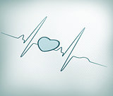 Teal ECG line with heart graphic