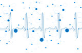 Blue ECG line on blue chemical formula background