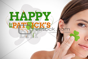 Saint patricks day greeting with smiling woman
