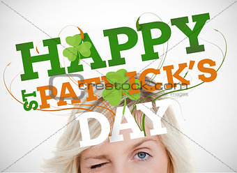 St patricks day greeting with blonde woman