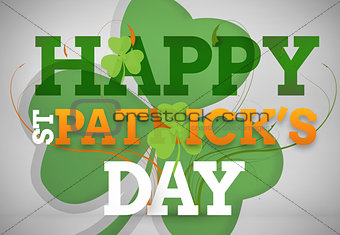 Artistic st patricks day message with large shamrock