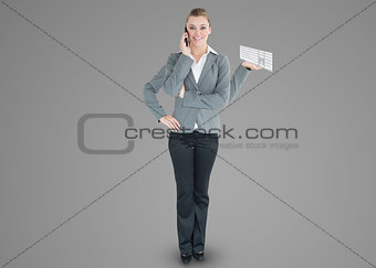 Multitasking businesswoman with four arms