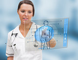 Nurse using a futuristic interface