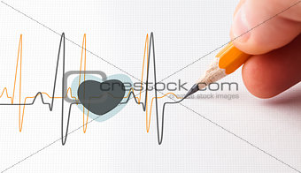 Black and yellow heart beat line