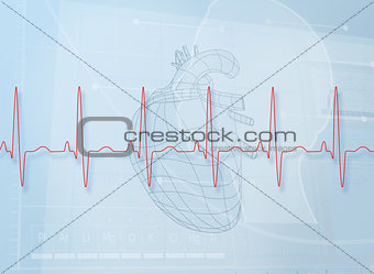 Hearth illustration behind a heartbeat line