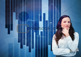 Businesswoman looking away against a digital background
