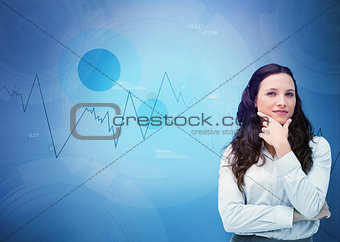 Businesswoman looking away against a digital background