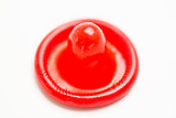 Bright red condom