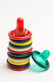 Pile of many colourful condoms