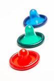 Green red and blue condoms