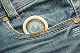 Condom peeking out from pocket