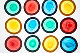Twelve colourful condoms