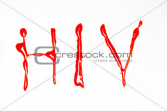 HIV spelled out in blood