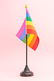 Gay Pride flag on stand