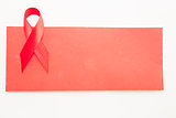 Blank red card with red ribbon