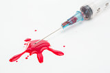 Syringe and a pool of blood